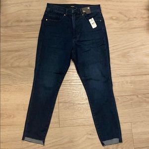 Express High Waisted Raw Step Hem Skinny Jeans